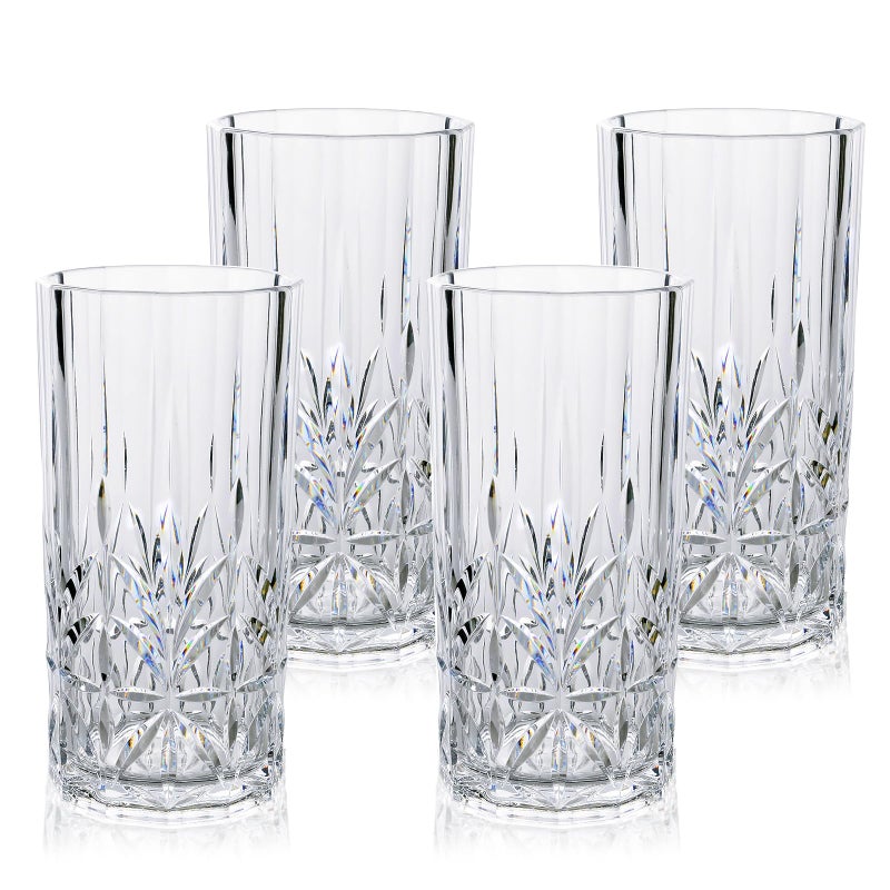 BELLAFORTE Shatterproof Tritan Plastic Tall Tumbler, Set of 4, 18oz - Myrtle Beach Drinking Glasses - Unbreakable Drinking Glasses for Parties - BPA Free - Clear - Image 1